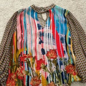 Anthropologie Multicolor Floral Women's Top Sz M blouse